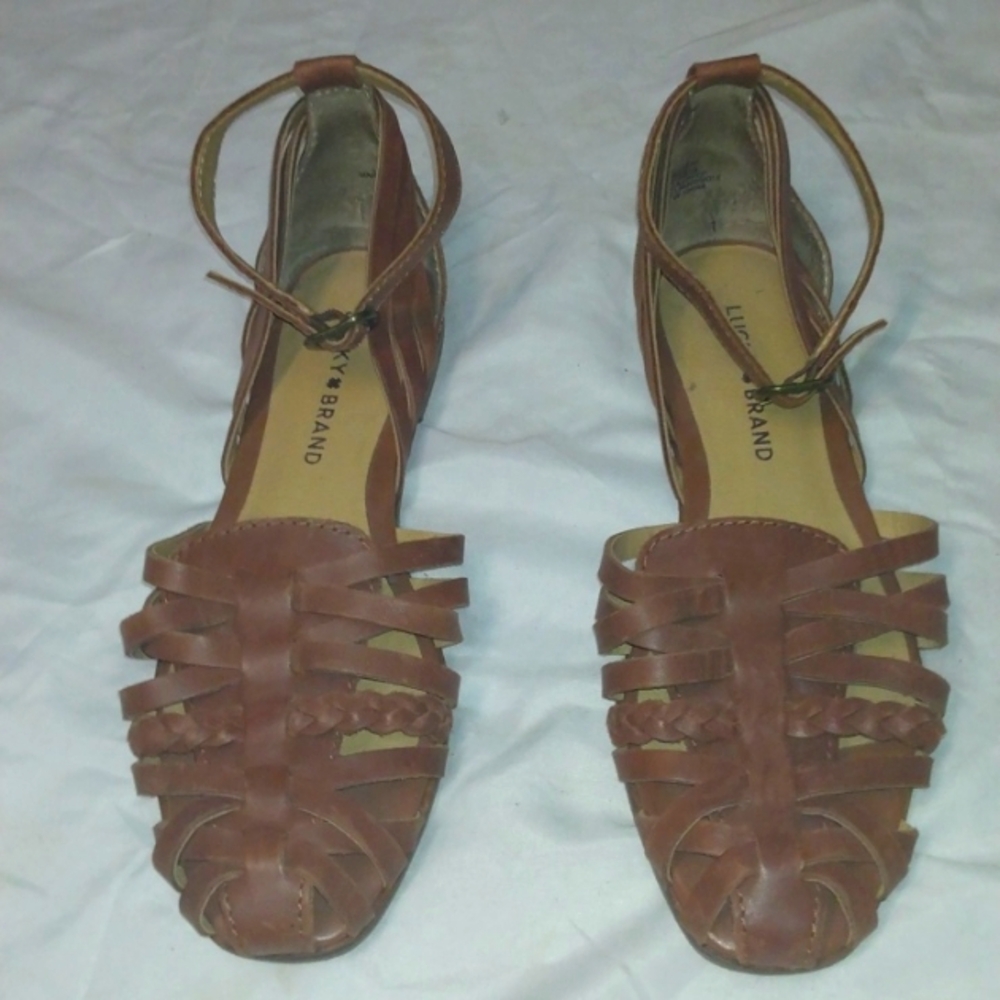 EUC LUCKY BRAND WOMEN'S ALEEAH FLAT SANDALS SPICED TAN